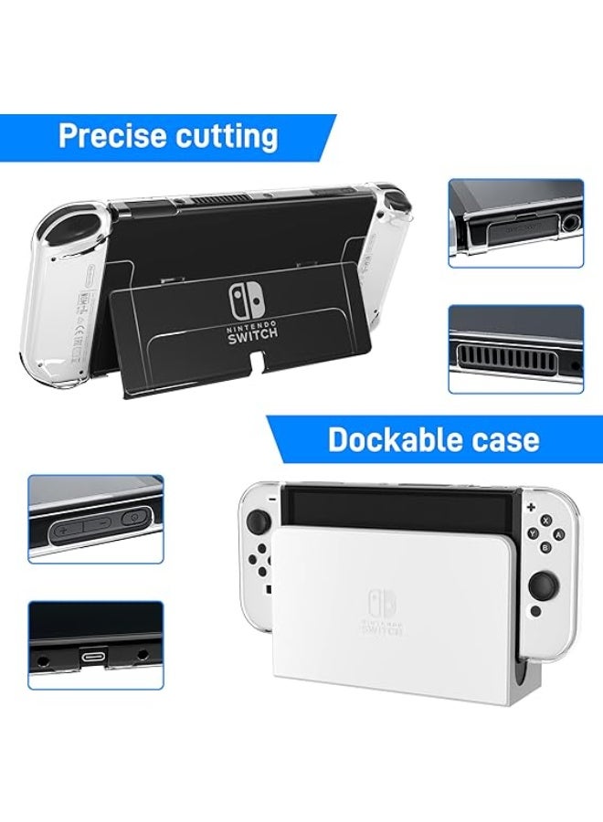 فكرة حافظة شفافة RHOTALL لجهاز Nintendo Switch OLED، غلاف شفاف قابل للتثبيت متوافق مع Switch OLED ووحدة التحكم Joycon، حافظة مريحة للإمساك بها مع تصميم مقاوم للصدمات والخدوش - Image 3